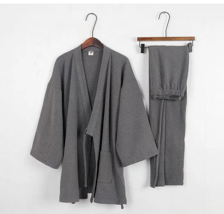 Men's Japanese Kimono Cotton Pajama Set