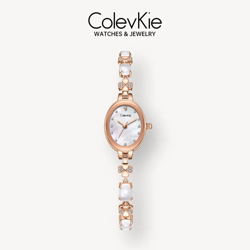 Women's Green Oval Diamond Quartz Watch