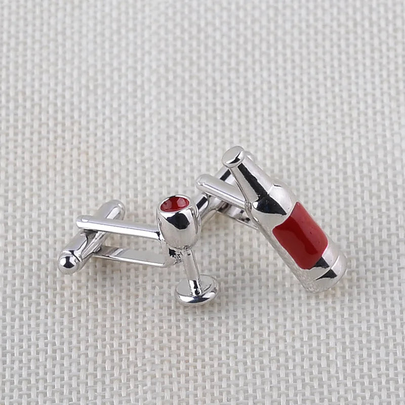Wine Bottle Enamel Cufflinks Men Gift