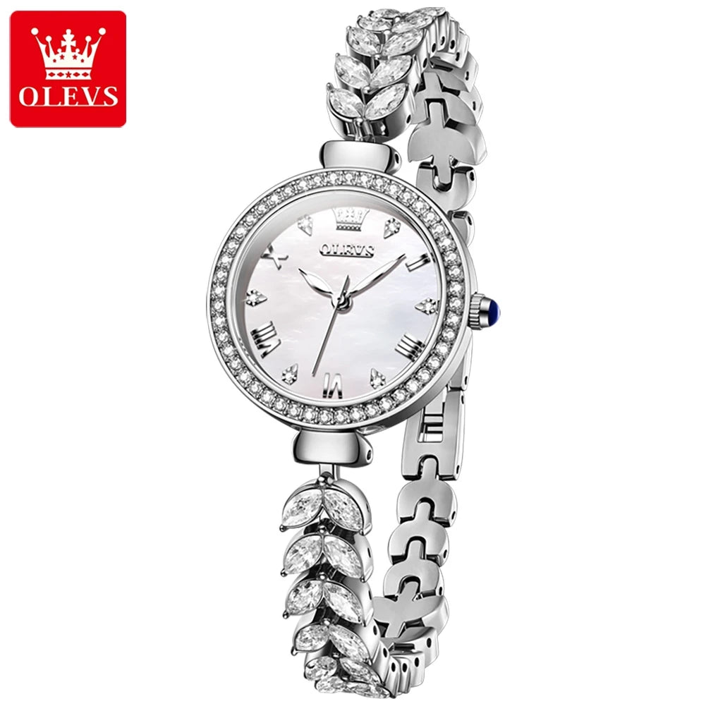 OLEVS Women's Diamond Quartz Watch Steel
