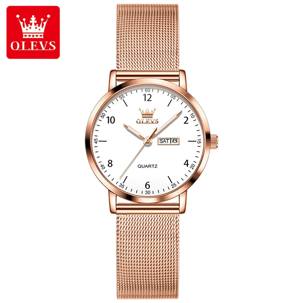 OLEVS Crystal Milanese Steel Watch