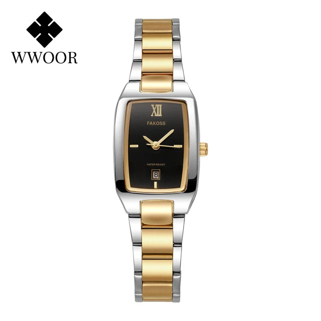 WWOOR Square Gold Steel Watch