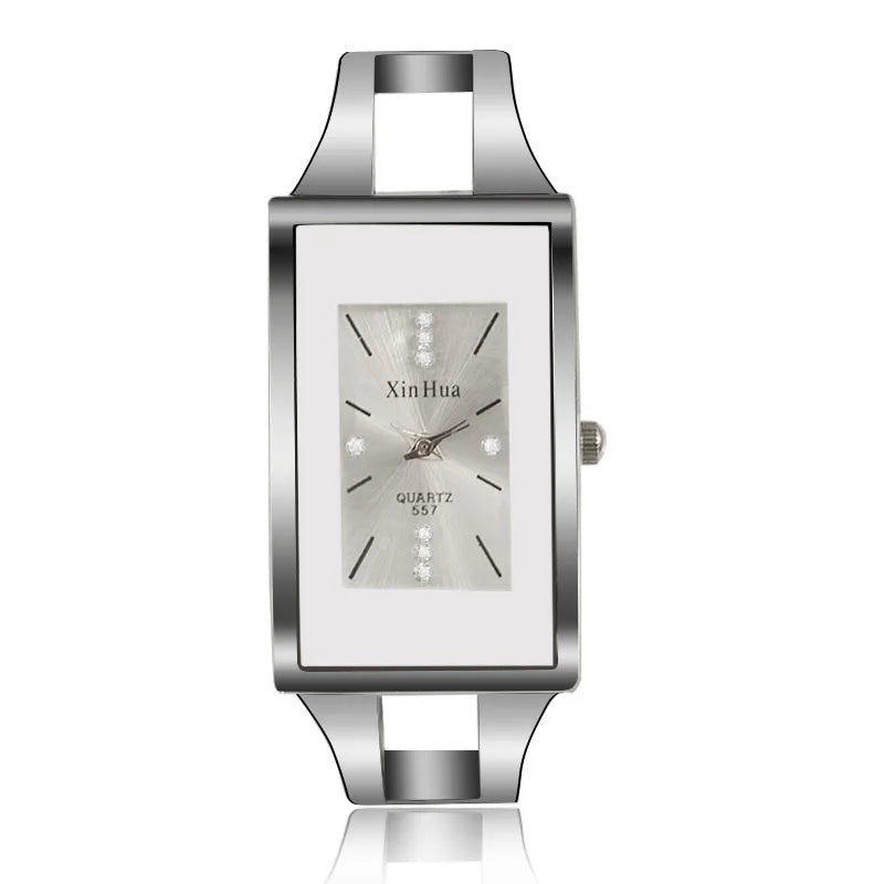 Women's Crystal Bangle Stainless Steel Quartz Watch