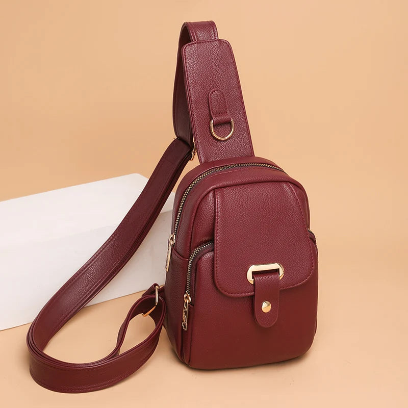 Women's Multi-Pocket PU Leather Crossbody Bag