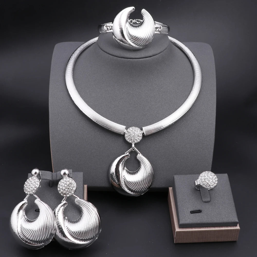 Dubai Silver Luxury Jewelry Set