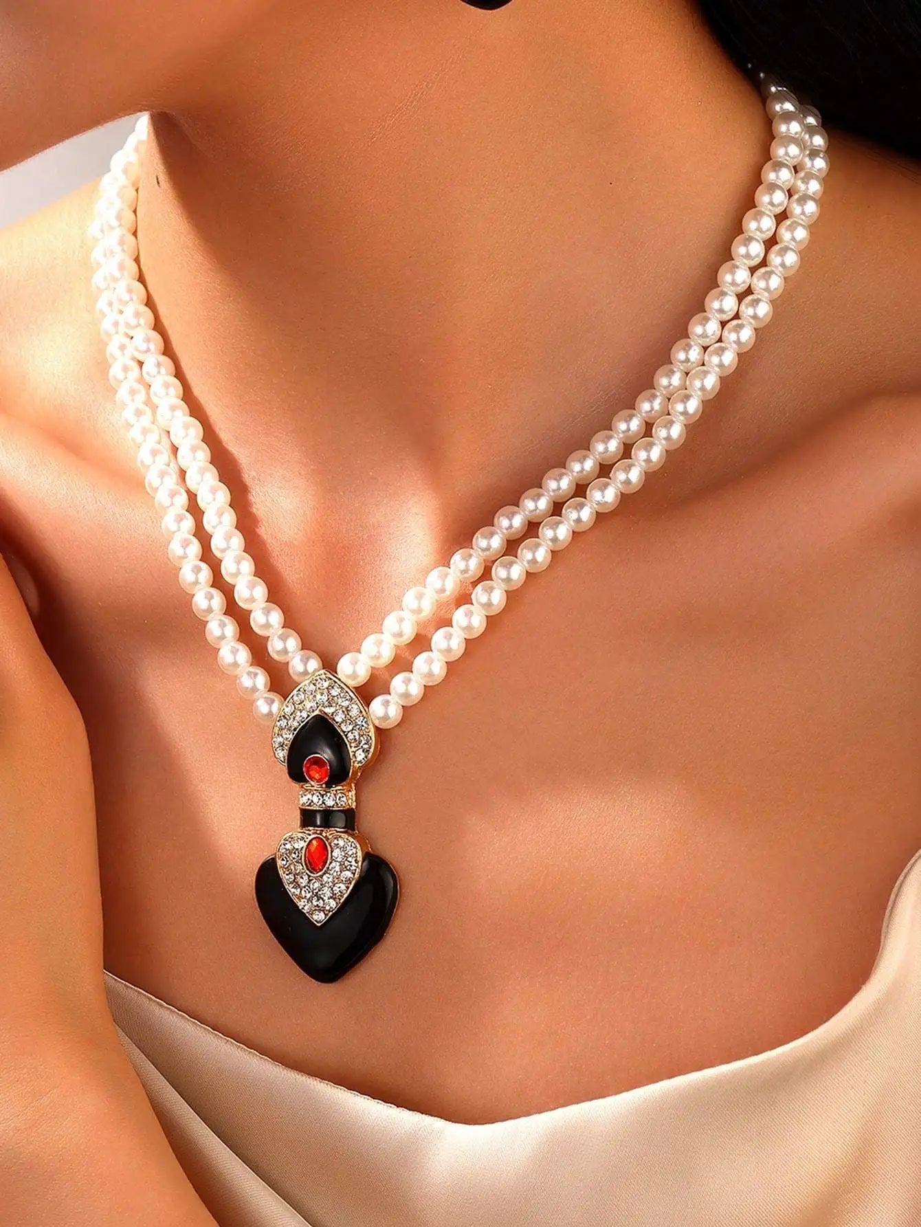 Enamel Pearl Bridal Jewelry Set