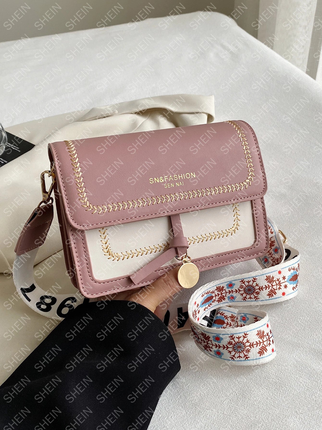 Women's Contrast Color Small Square Crossbody Bag