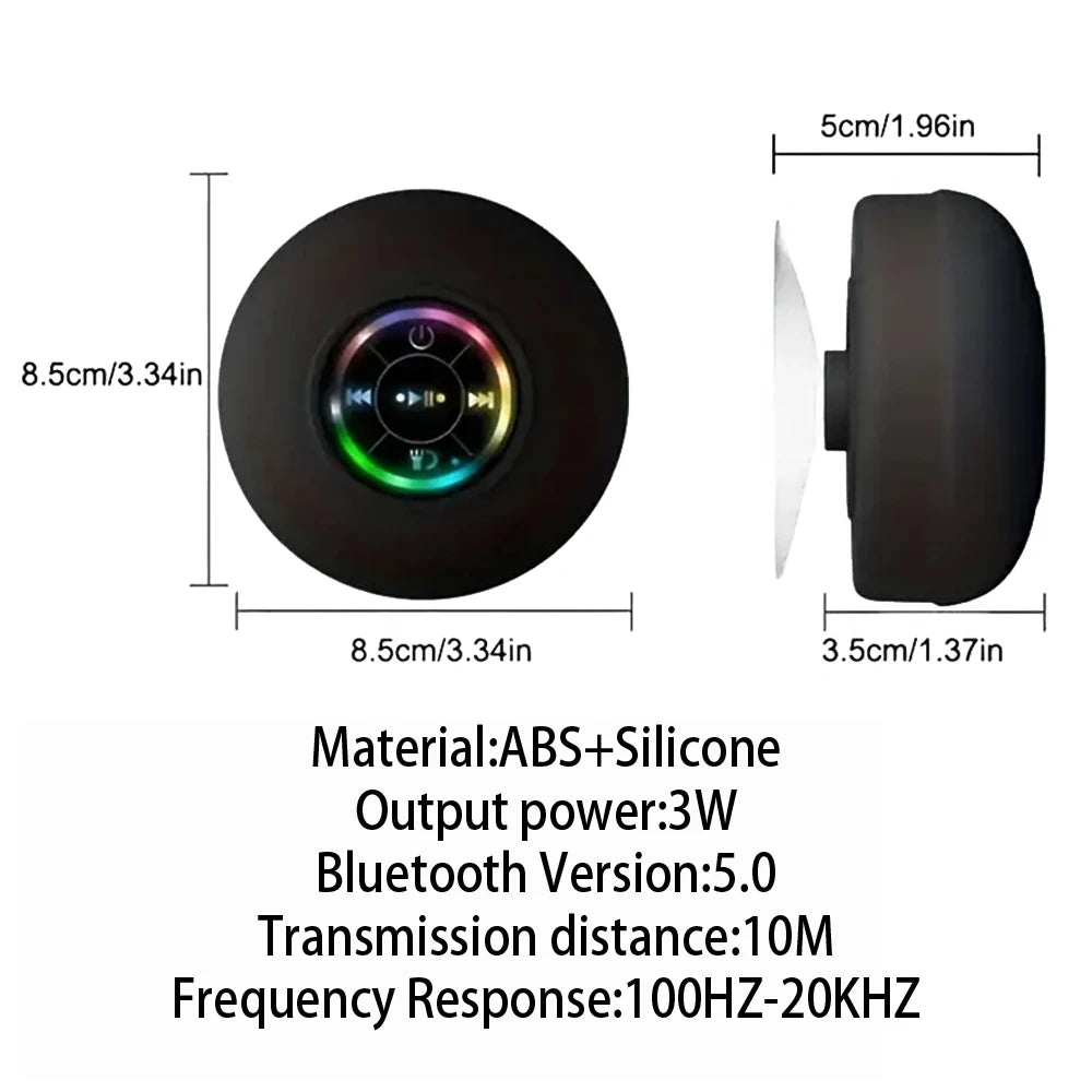 Portable Waterproof Bluetooth Speaker with LED