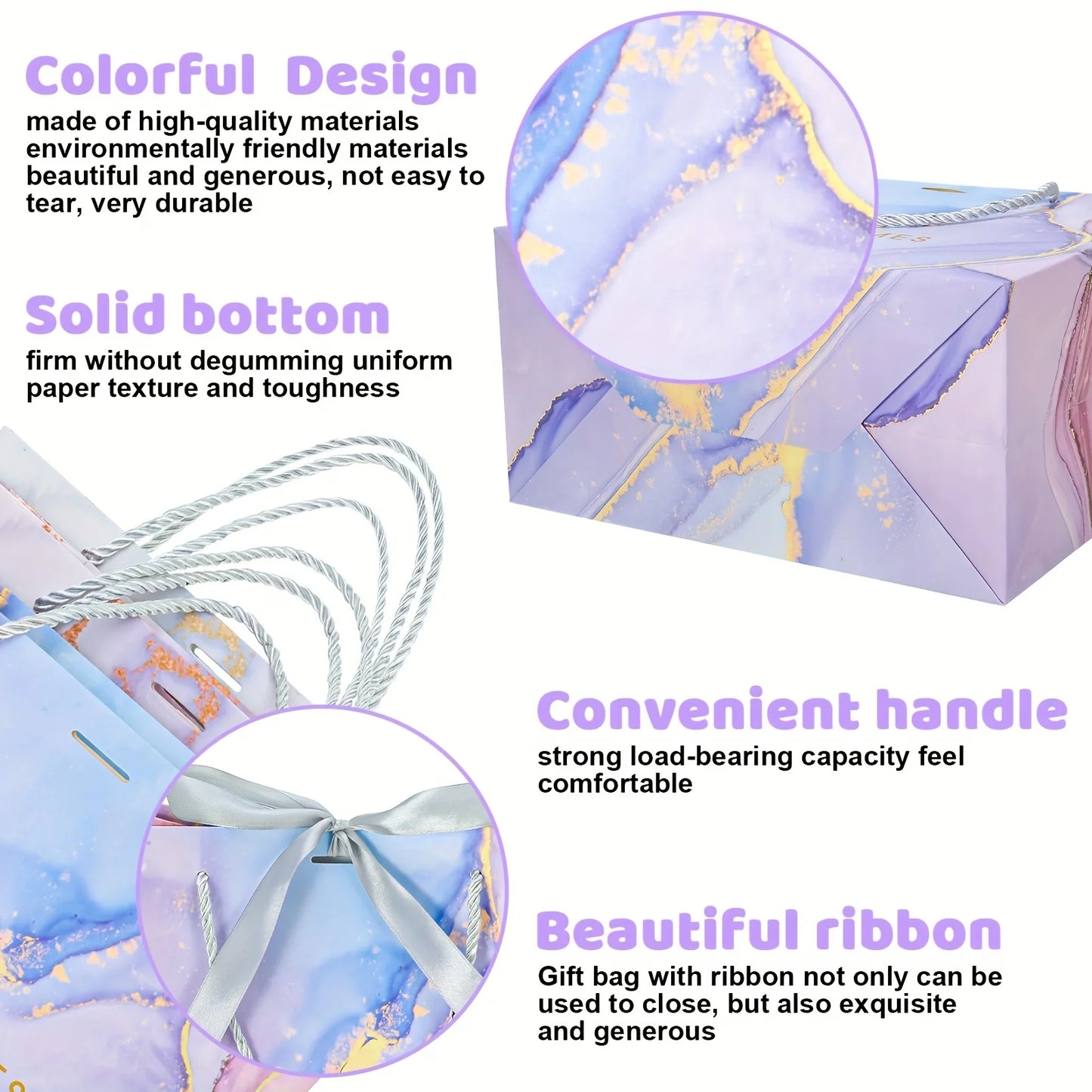 Gift Bag Ribbon Medium Birthday Christmas 3 Pcs