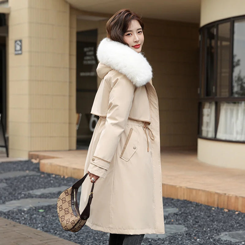 Fur Lining Hooded Women Parka