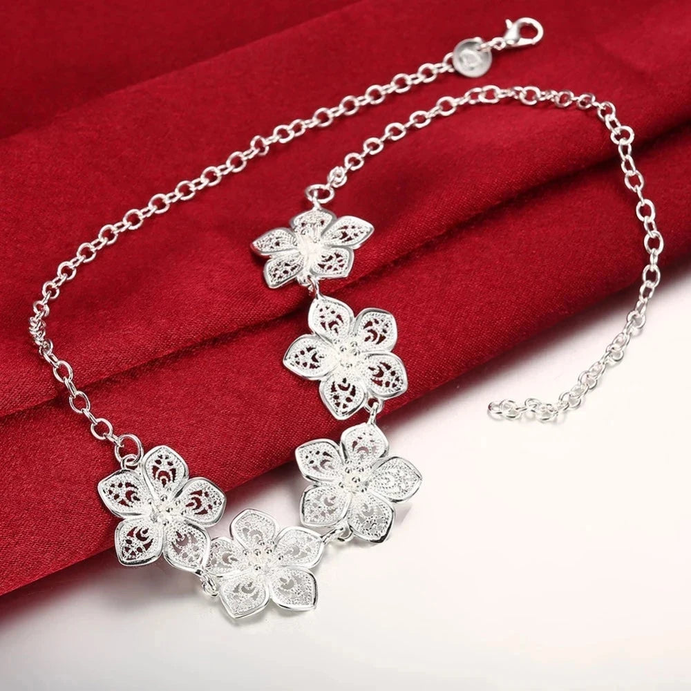 Women's S925 Silver Flower Jewelry Set