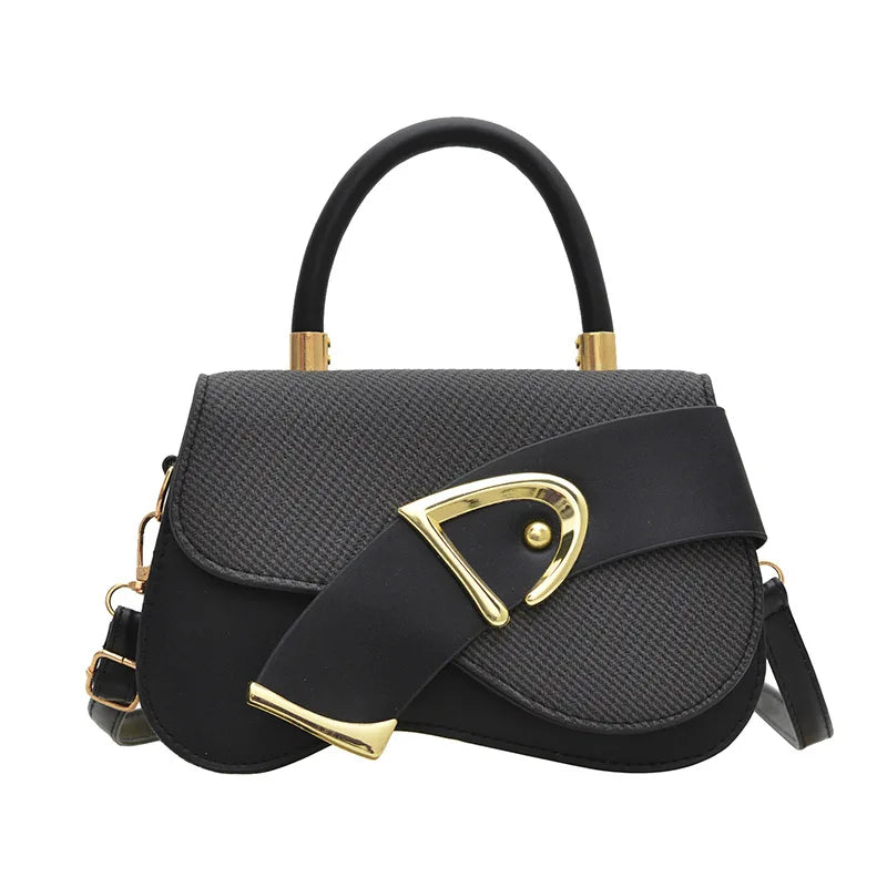 Women's Minimalist Shoulder Bag with Gold Hardware