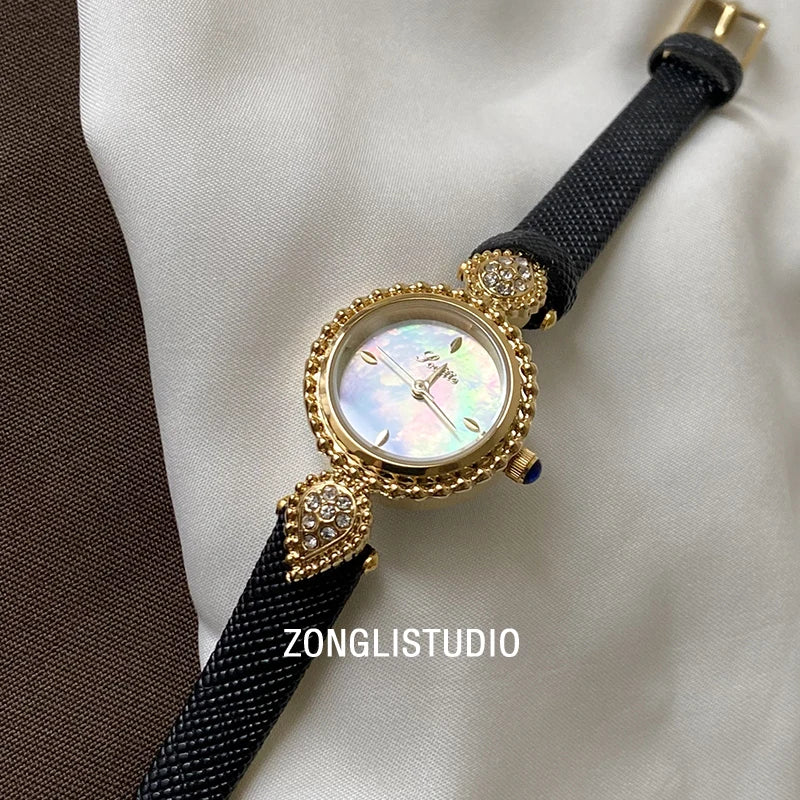 Diamond Dial Belt Quartz Watch