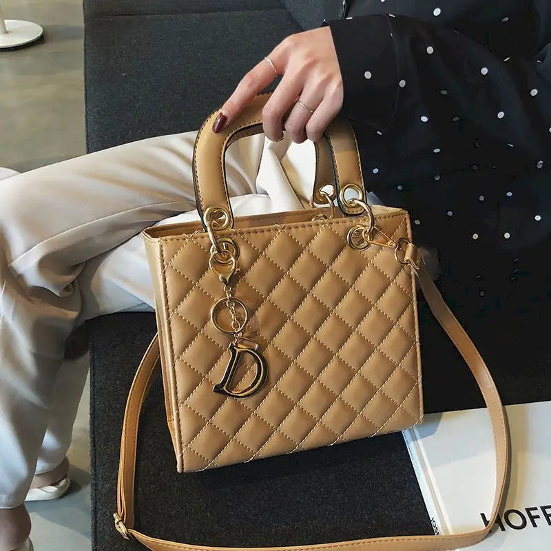 Women's Diamond Grid Top-Handle Crossbody Bag