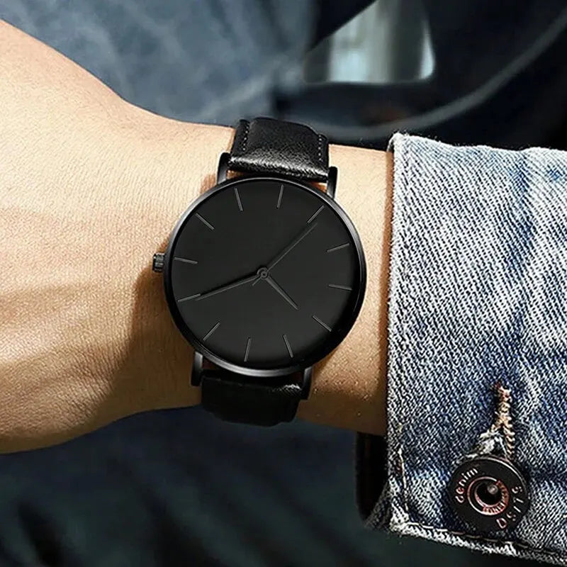 Men's Sports Watch & Leather Bracelet Set (5pcs)