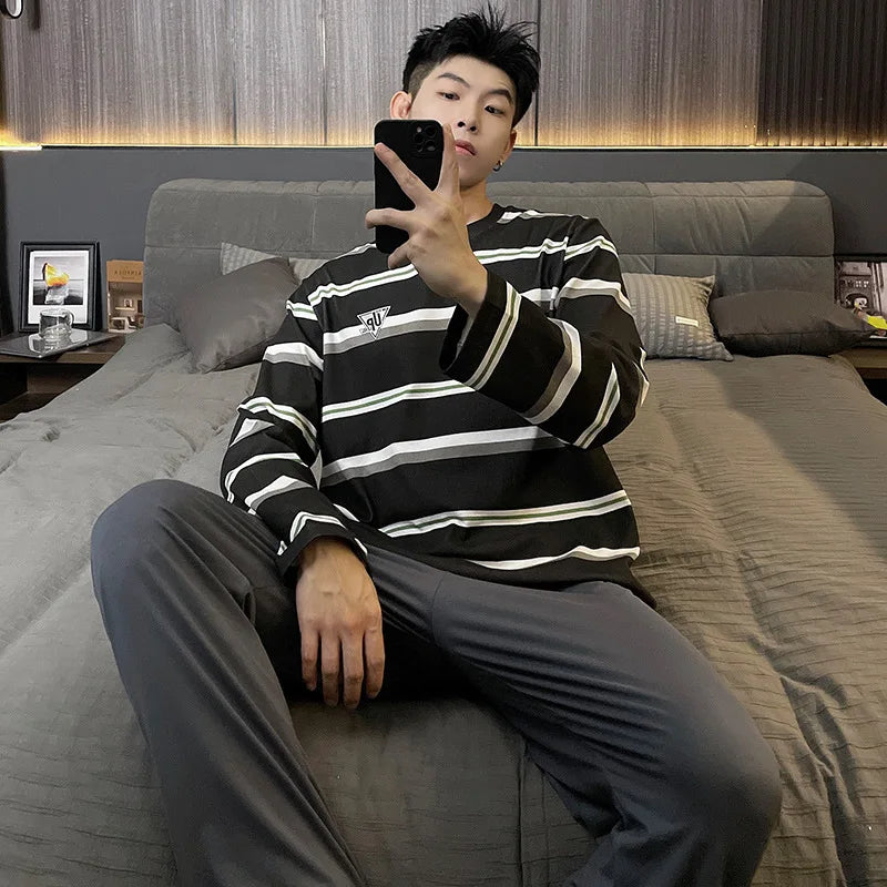 Cotton O-Neck Men Pajama Set