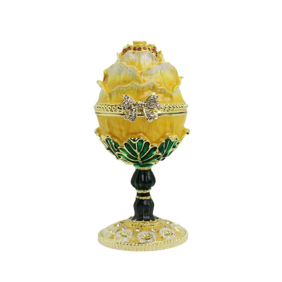 Enamel Rose Egg Trinket Storage Box Gift
