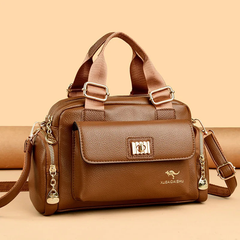 Women's Soft Leather Locomotive Crossbody Bag