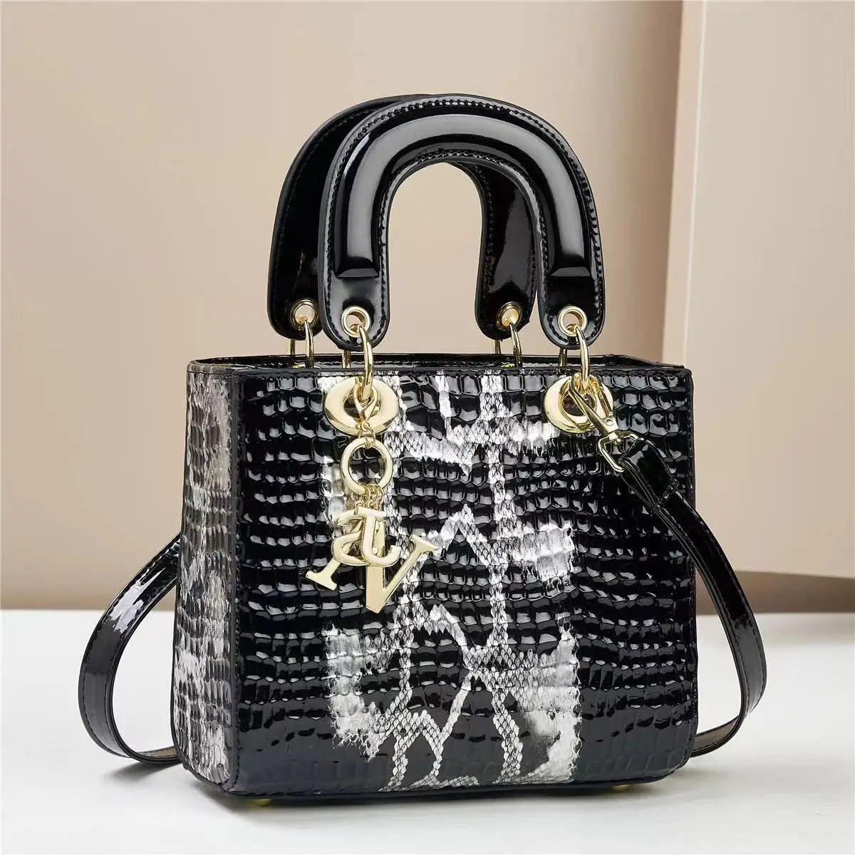 Women's Bright Leather Crossbody Shoulder Bag