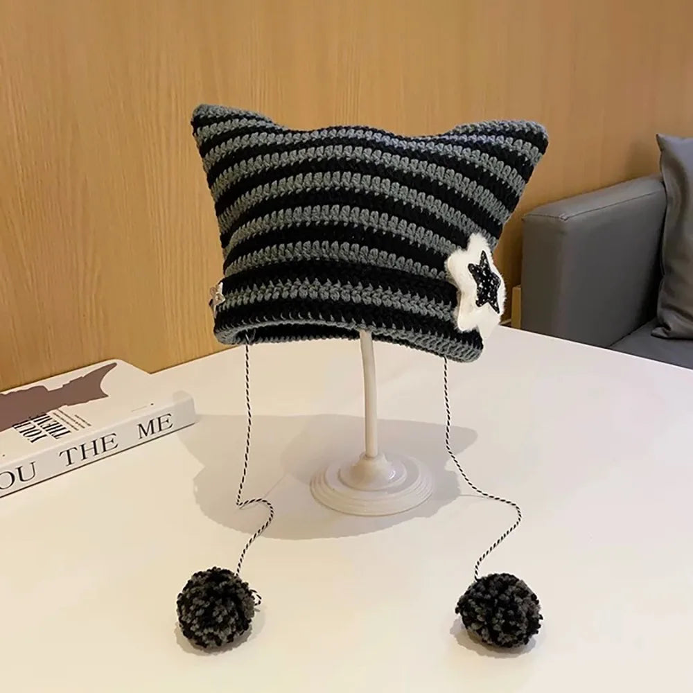 Y2K Devil Ear Knitted Beanie