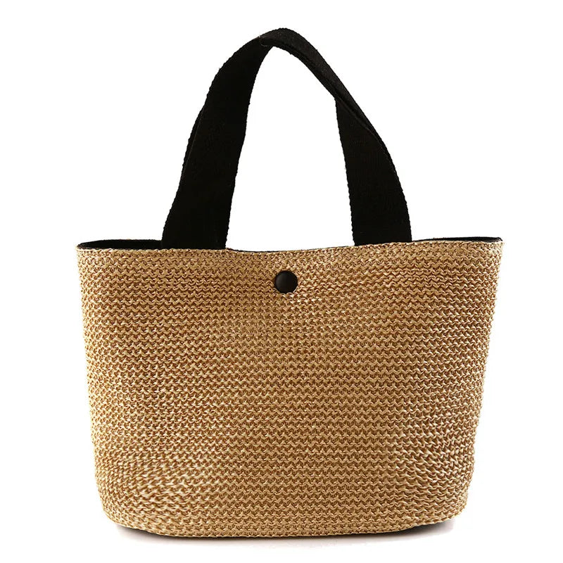 Bohemian Woven Rattan Bucket Bag