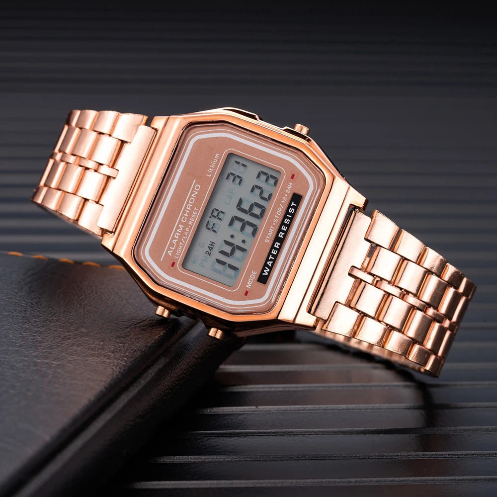Men's Gold LED Digital Watch