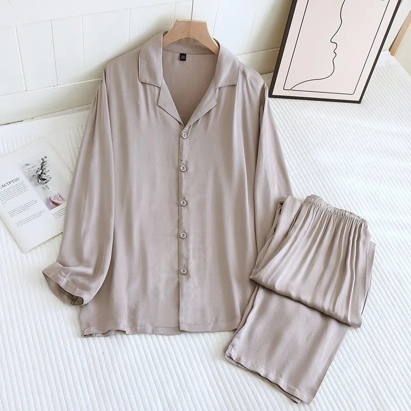 Cotton Silk Couple Pajama Set