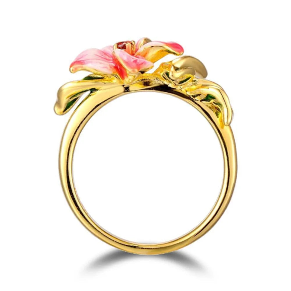 Flower Leaf Ring Earrings Set