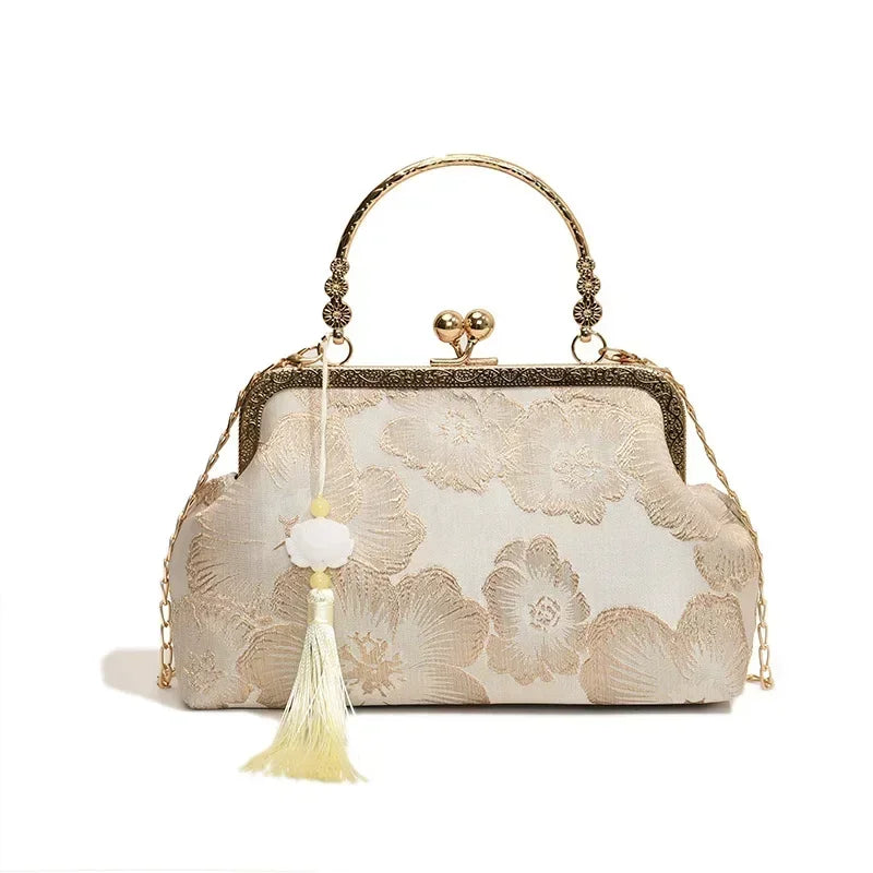 Embroidered Silk Shoulder Bag