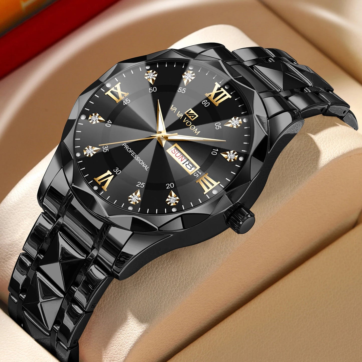 Diamond Dual Calendar Quartz Watch