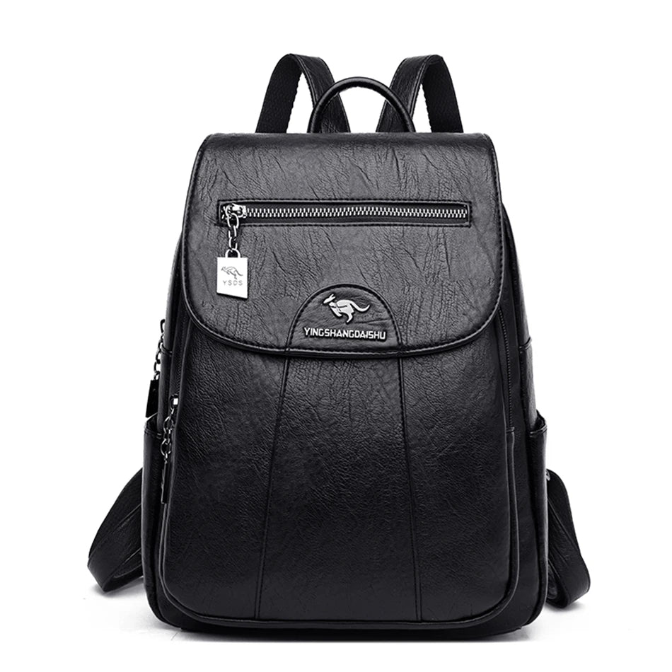 Soft Leather School Backpack
