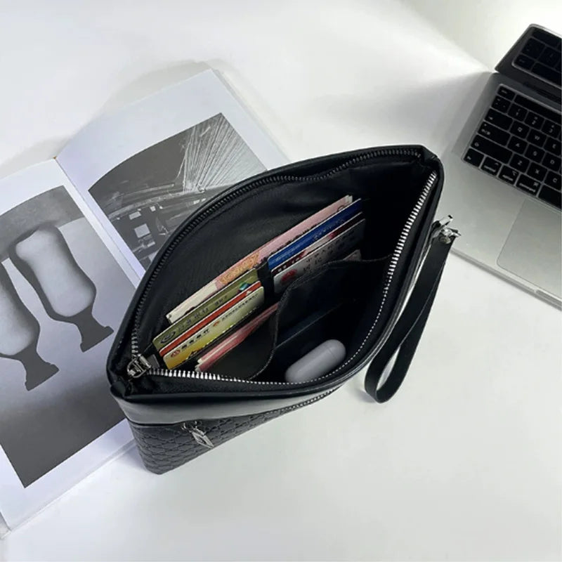 Men's Leather Clutch Sling Travel Bag
