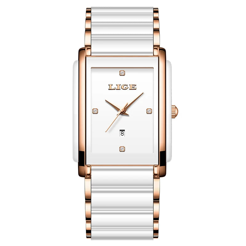 LIGE Women's Ceramic Strap Quartz Watch