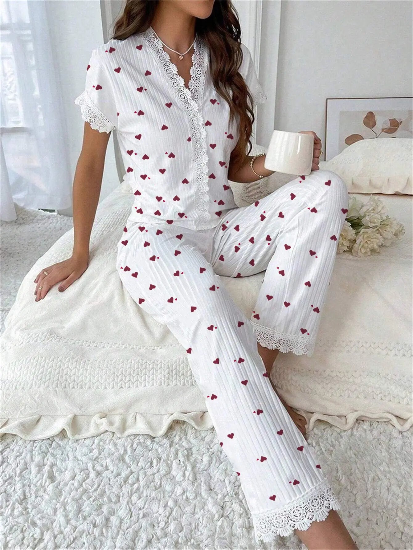 Women's Floral Short Sleeve Lounge Set