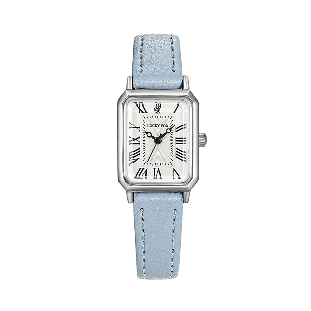 Women's Rectangle Roman Dial Leather Quartz Watch