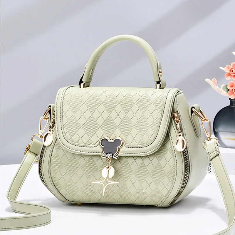 Genuine Leather Bow Bucket Bag