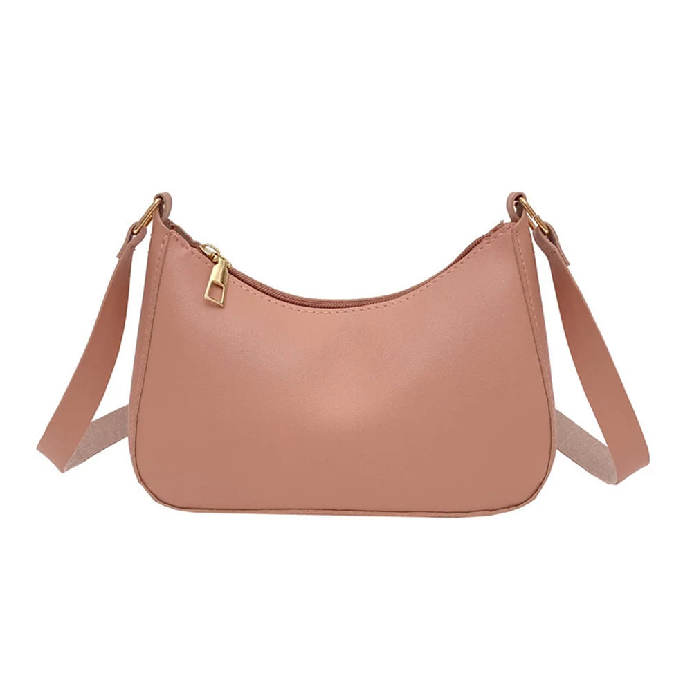Solid PU Underarm Shoulder Bag