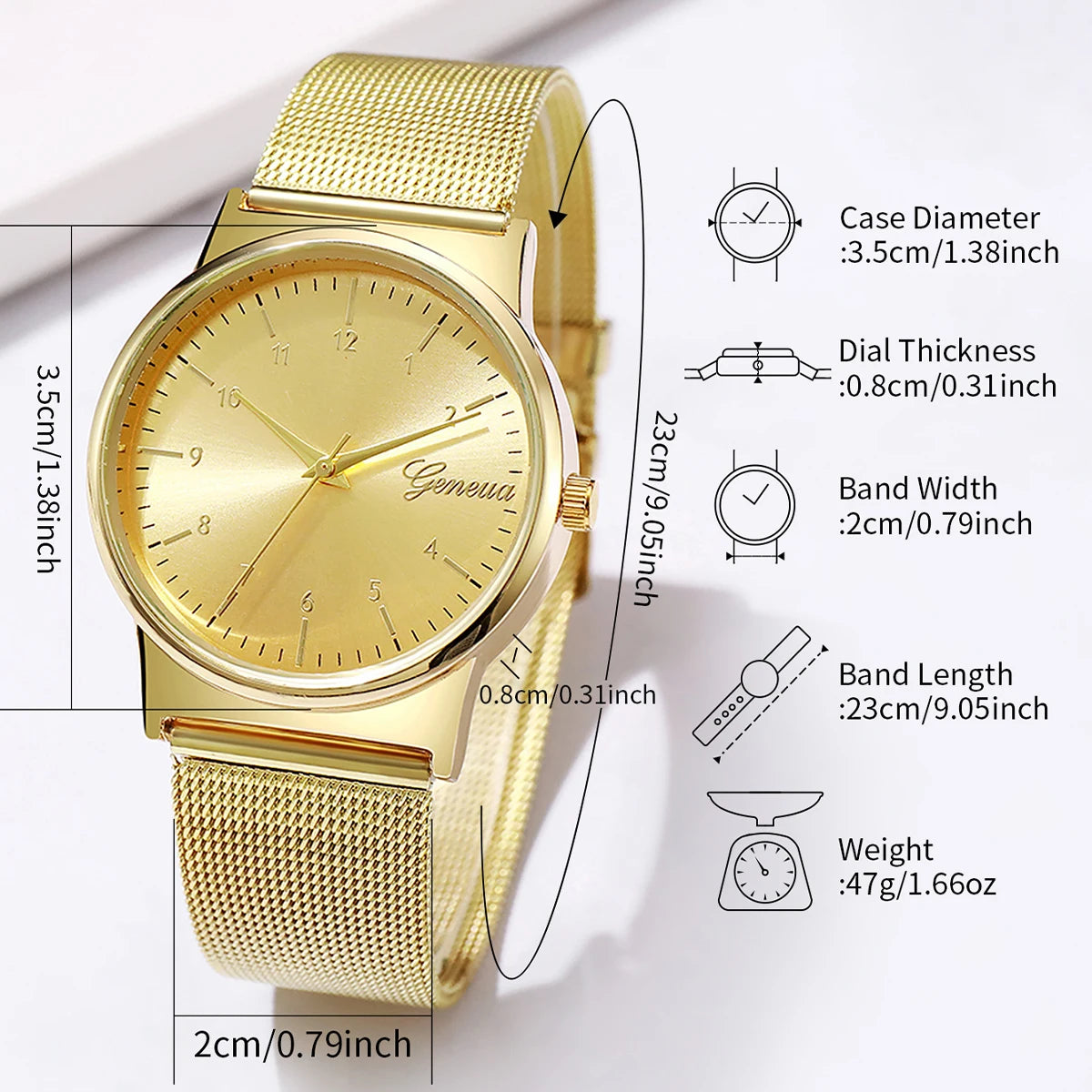 Mesh Strap Analog Ladies Watch
