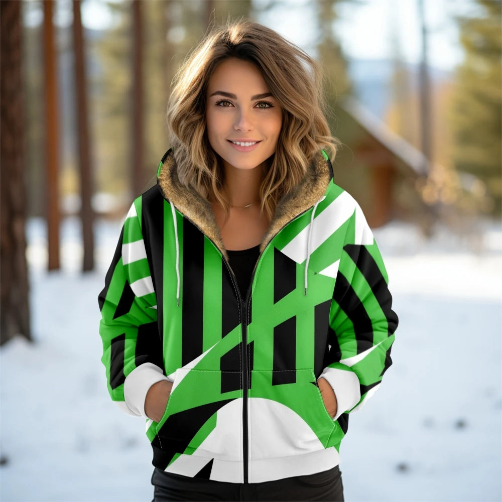 Women's Geometric Hooded Coat