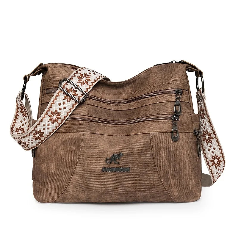 Denim Multi-Layer Crossbody Bag
