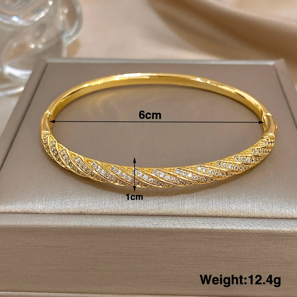 Women's Gold Zircon Bangle Stackable Bracelet