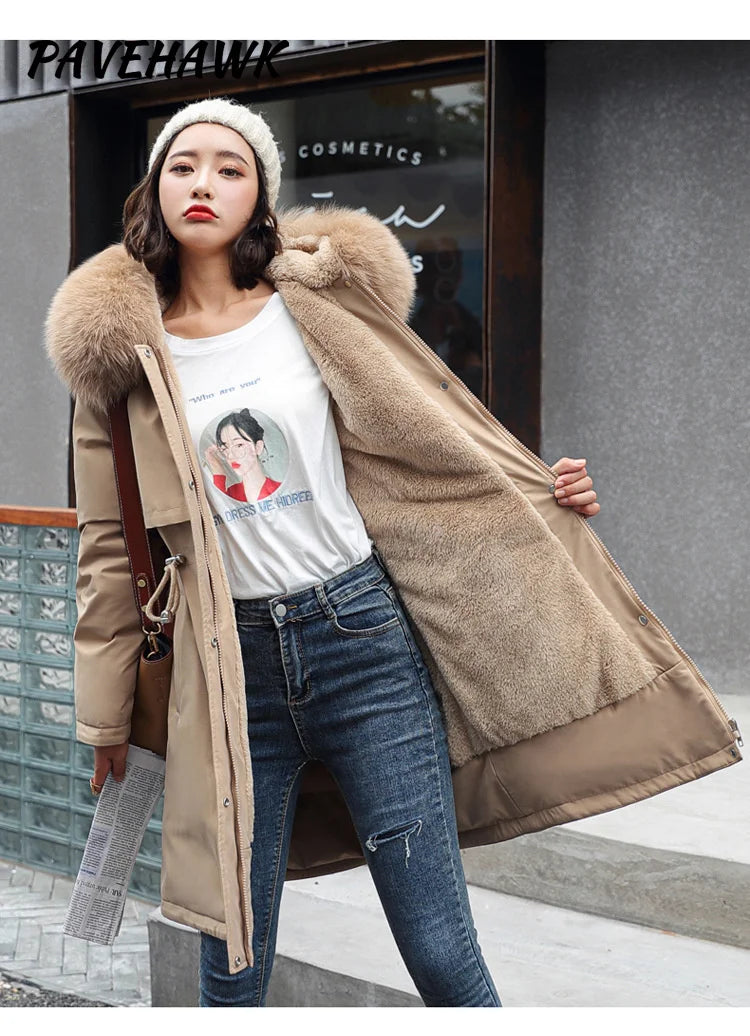 Fleece Hooded Women Parka