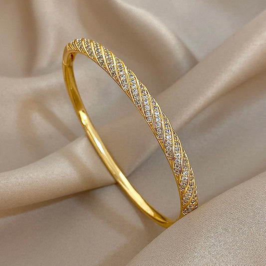 Women's Gold Zircon Bangle Stackable Bracelet