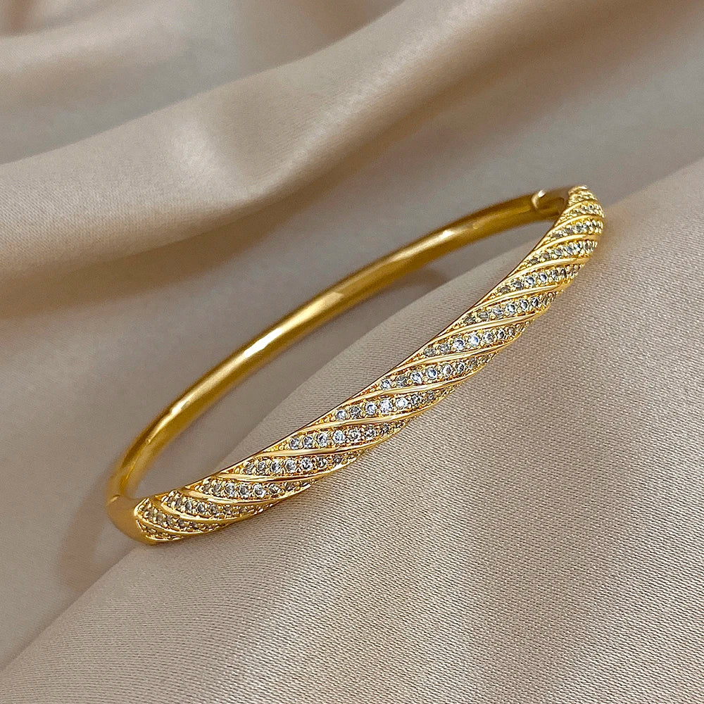 Women's Gold Zircon Bangle Stackable Bracelet