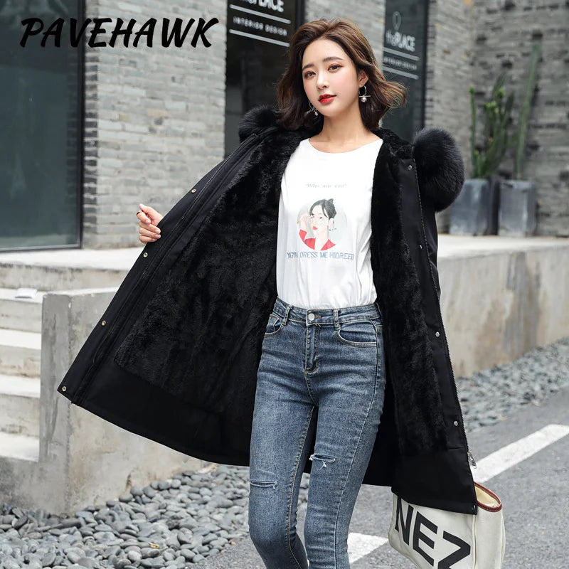 Fleece Hooded Women Parka