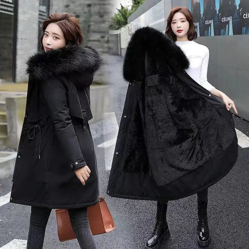 Fleece Hooded Women Parka