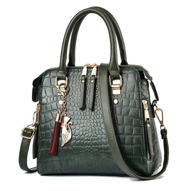 Crocodile Tassel PU Shoulder Bag