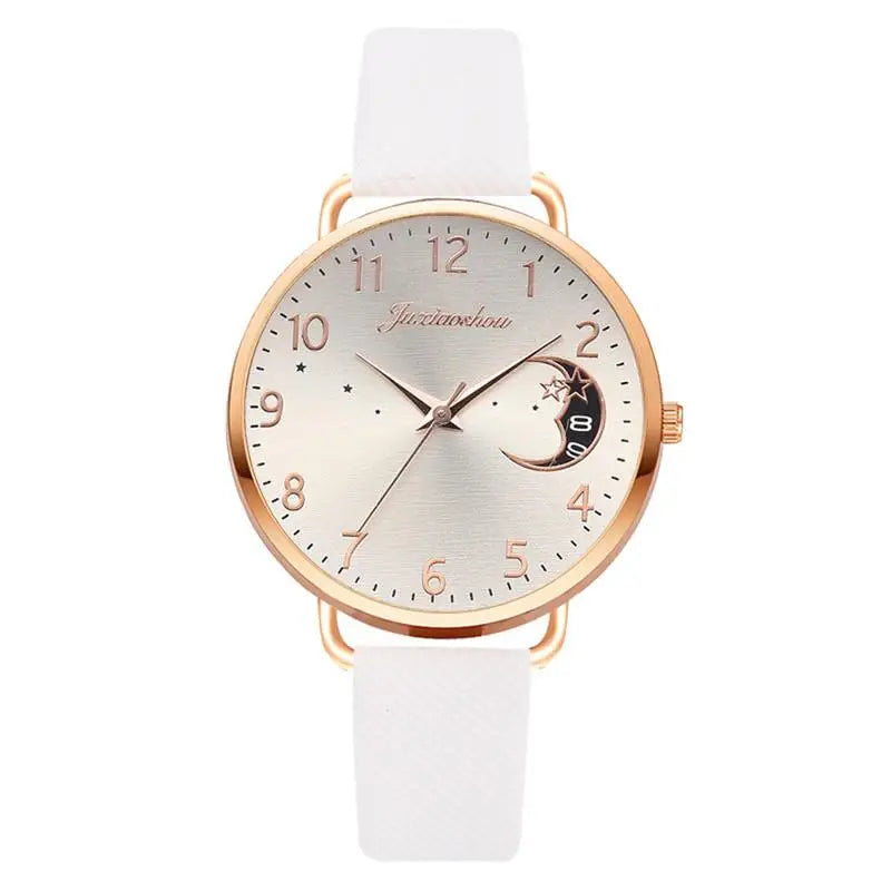 Women's White Leather Quartz Watch