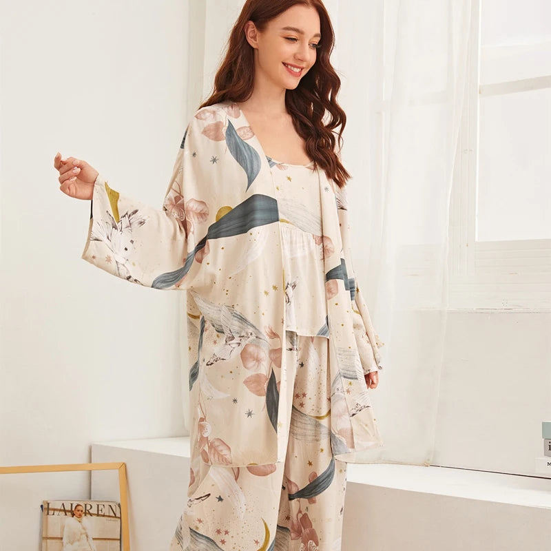 Women's 3-Piece Cartoon Pajama Set