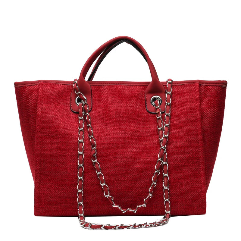 Canvas Chain Shoulder Tote
